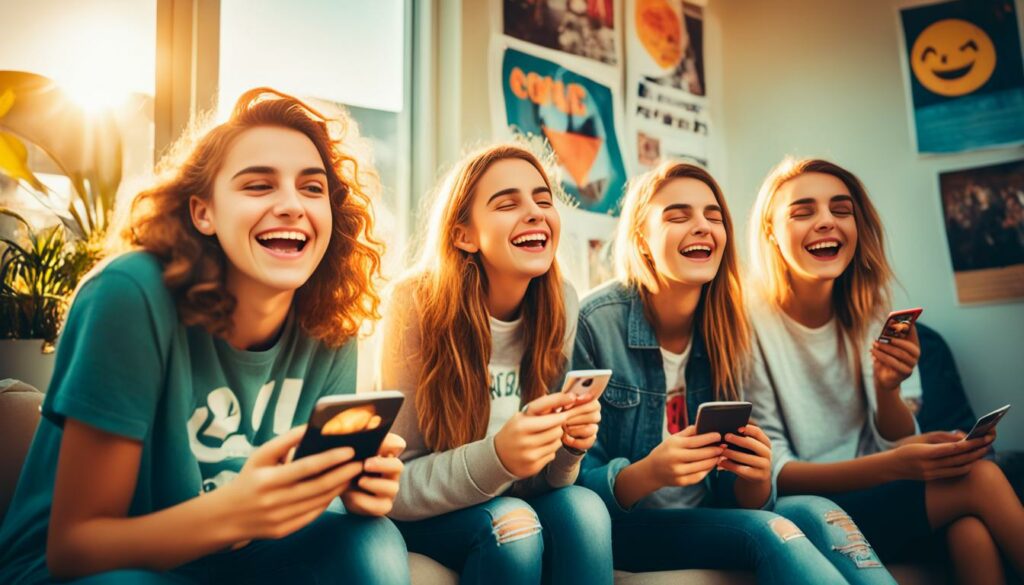 Teenagers using social media
