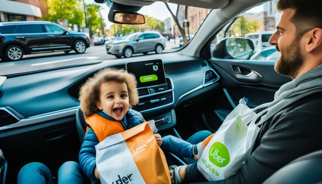 driving for Uber Eats with child